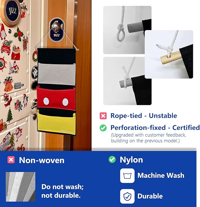 Fish Extender for Disney Cruise Gift Exchange – 3-Pocket Hanging Organizer for Cabin Door, Cruise Must Have with Pixie Dust Gift Holder (2025 Edition)