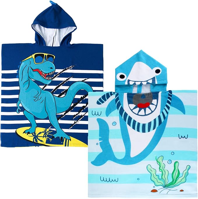 NovForth Kids Beach Towel for Boys Girls, Hooded Bath Towel Wrap, Toddler Pool Towel with Hood