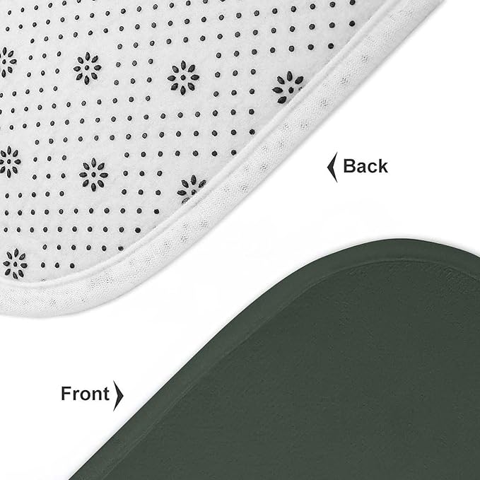 3 Pieces Bath Rug Sets, Forest Green Trend Color Bathroom Mat Set Non Slip U Shaped Contour Rug & Toilet Lid Cover