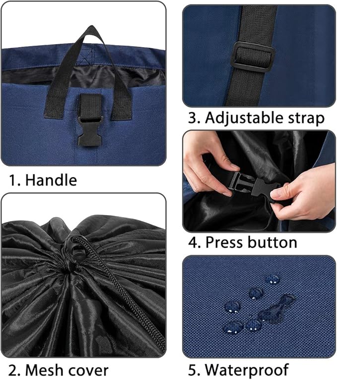 Chrislley 106L Extra Large Laundry Hamper with Drawstring Dorm Room Backpack Laundry Bag Collapsible Laundry Basket for College Students Travel Day Trip（Dark Blue）