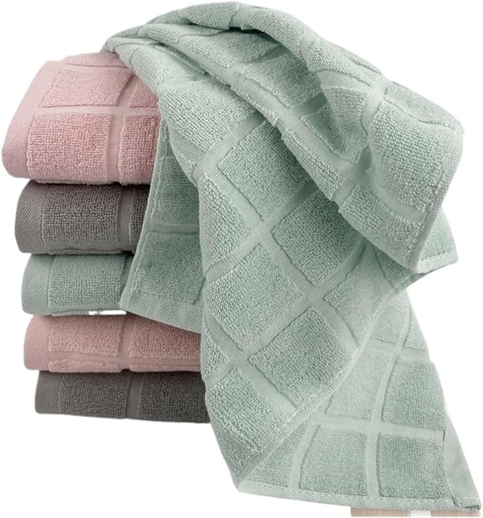 3 Pack Cotton Towels 34x74cm, Thick Soft Bath and Face Towel Set for Home Use(Green)