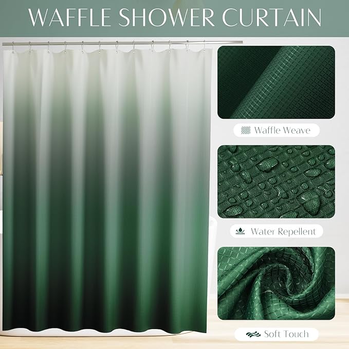 32PCS Bathroom Set Bathroom Sets with Shower Curtain and Rugs Hunter Green Bathroom Accessories,Shower Curtain Set,Bathroom Rug Set with Bathroom Trash Can