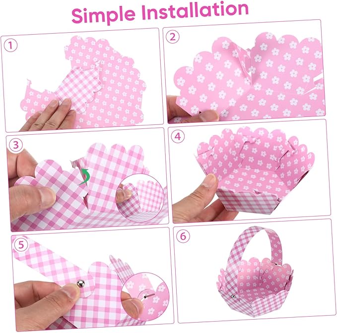 LIFKOME 12pcs Easter Bunny Design Baskets Adorable Storage for Boys and Girls for Easter Candy Treats and Interactive Play Early Education Decor