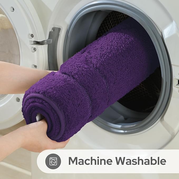 HOMEIDEAS Purple Bathroom Rugs, Extra Soft and Absorbent Microfiber Plush Bathroom Rug Set with Non Slip Backing(Purple)