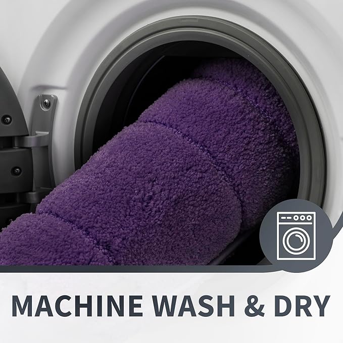 GRANNY SAYS Bathroom Rugs Non Slip Washable, Soft Bath Mats for Bath, 16" x 24", Super Absorbent Bath Mat Small Rug, Shaggy Bathroom Floor Mat, Tub and Shower, Purple