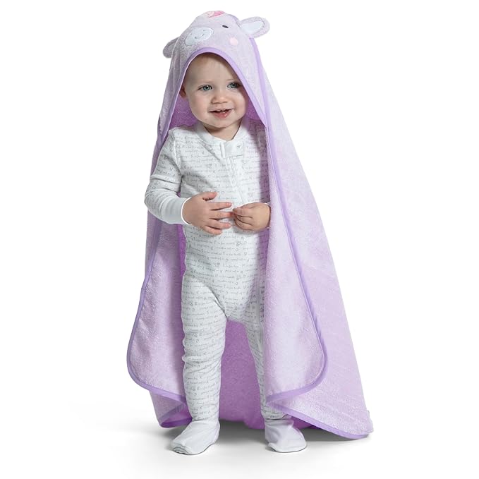 Delta Children Baby/Infant Hooded Bath Towel - Super Soft and Absorbent- Newborn Essential - Ideal Baby Registry/Shower Gift for Boys and Girls, Light Purple Unicorn