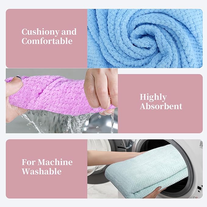 24 Pcs Towels Set 6 Bath Sheets 6 Washcloths and 12 Hand Towels, Reusable Absorbent Quick Dry Colorful Coral Velvet Towel for Shower Bath Spa Hotel Bathroom Supplies (Multicolor)