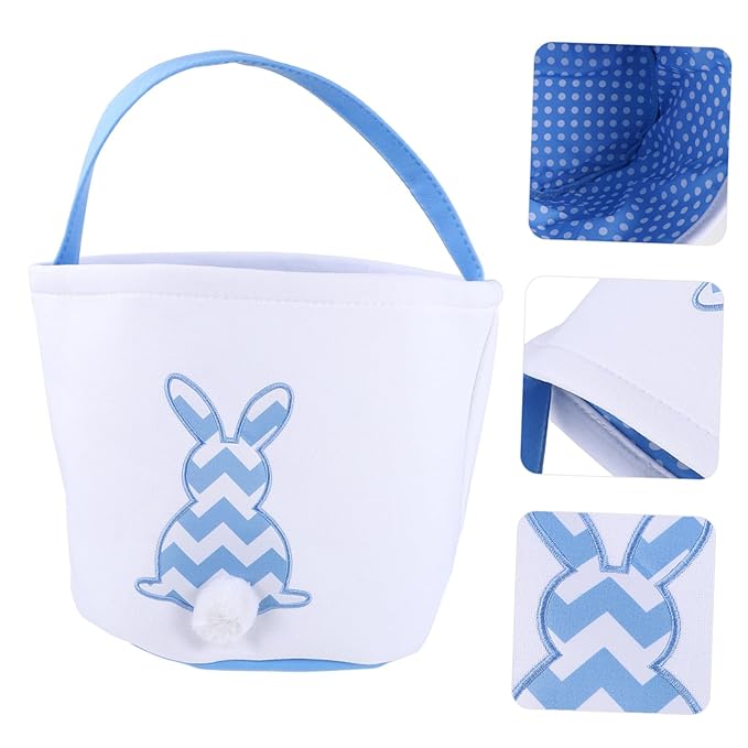 1pc Easter Bunny Basket Plush Tail for Candy Storage Cute Cloth for Easter Decoration Handheld Holder for and Daily Use Bright Design