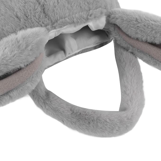 Plush Easter Bunny Basket, Children Easter Basket, Cute Cartoon Bunny Bag with Long Ears, Soft Plush Easter Egg Collector for Kids Easter Party Gift (Light Gray)