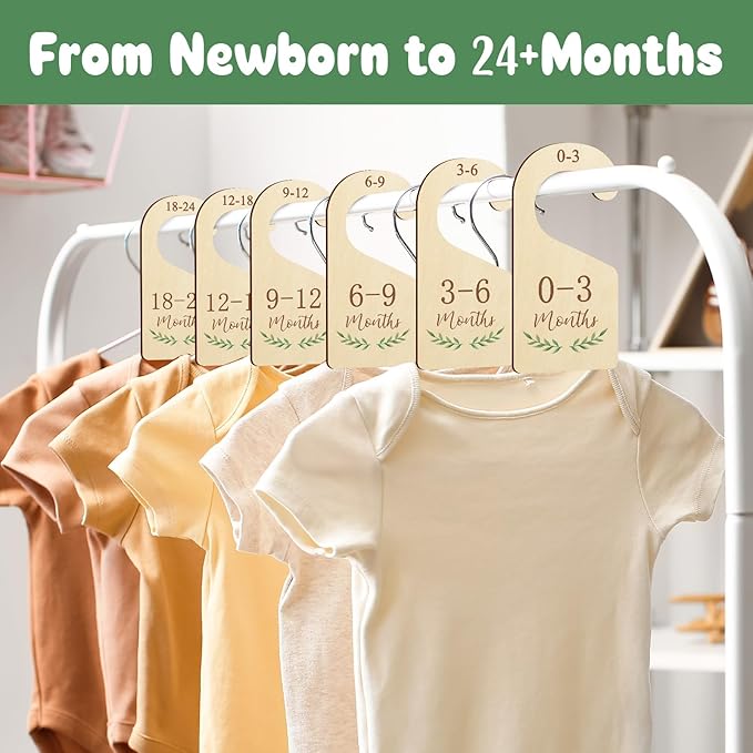 Wooden Baby Closet Dividers,Baby Clothes Dividers For Closet,Baby Closet Organizer Hangers For Nursery,Baby Hangers Size Dividers