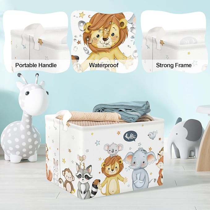 Clastyle Cute Animals Baby Laundry Hamper Kid Storage Basket Boy Girl Gift Toy Box Collapsible Large Clothes Organizer Nursery Bin for Bedroom, Star, 40 * 30 * 30 cm