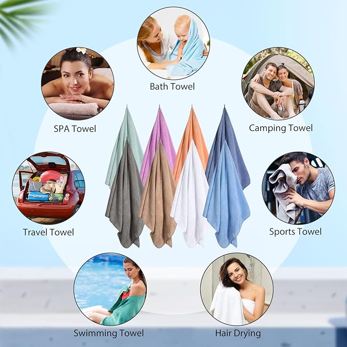 16 Pack Microfiber Bath Towels Bulk 27'' x 60'' Oversized Size Bath Towel Highly Absorbent Extra Large Soft Drying for Shower Beach Winter Salon Sport Gym Party (Lattice,Pastel)