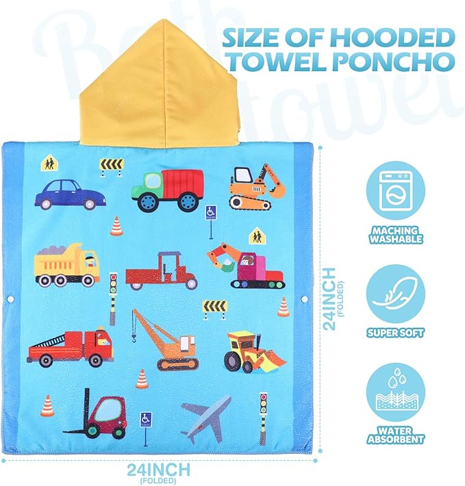 6 Pcs Kids Hooded Towel Kids Bath Towels with Hood Microfiber Baby Pool Beach Towel for Boy Girls Toddler(47 x 24 Inch,Vivid Style)