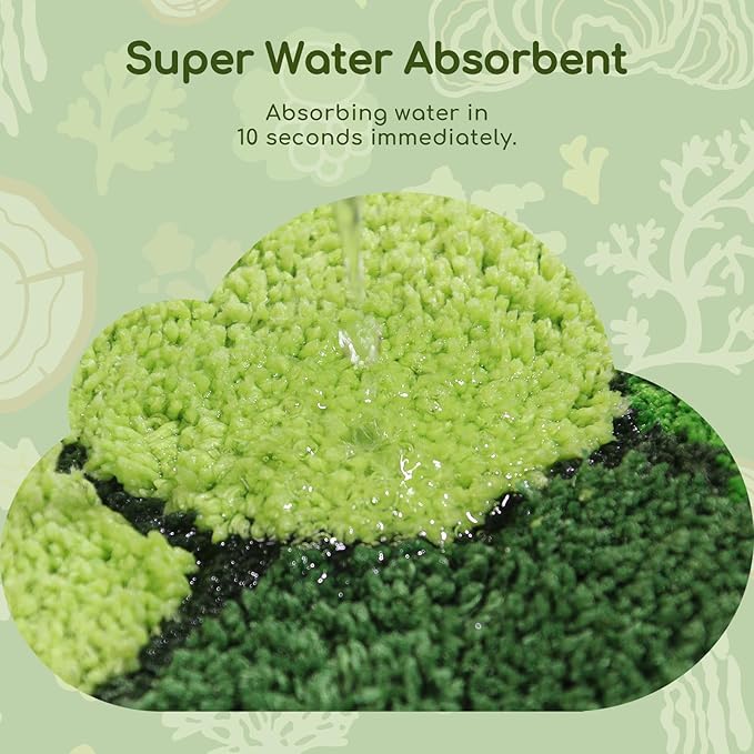 Green Long Bathroom Rug - Moss Bathroom Runner Rug Absorbent & Non Slip Plush Bath Mat, Decorative Washable Soft Green Runner Rug for Bath, Tub, Sink, Bedroom