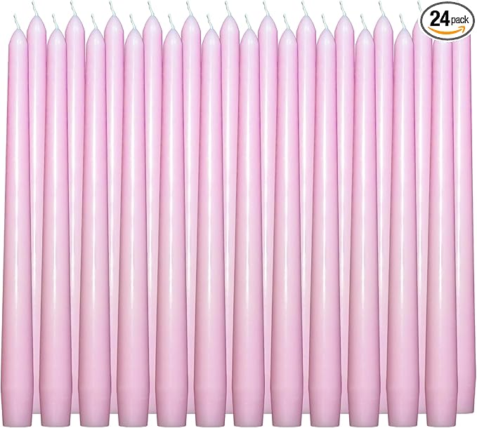 24 Pack Pink Taper Candles丨Taper Candles 10 Inch Dripless丨Unscented & Smokeless Candlesticks Bulk丨7-8 Hours Long Burning Tall Candles丨Ideal for Christmas Weddings Parties Dinner