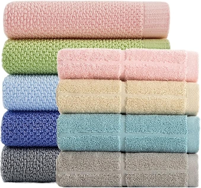 3 Pack Cotton Thick Bath Towels, Plush Absorbent Towels, Face Towels for Adults(Pink)