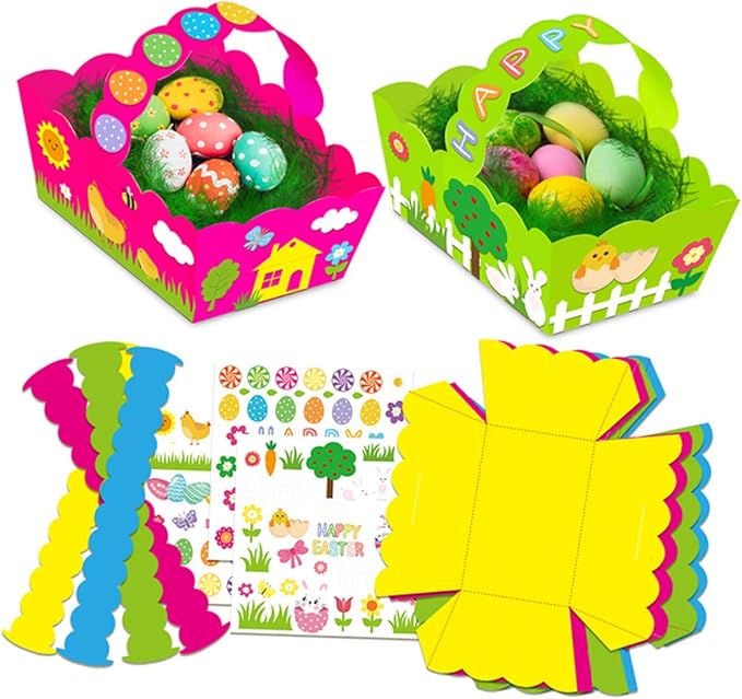 Toyvian 1set Easter Bunny Basket Hunt Baskets with Stickers for Festive Celebrations for Boys and Girls Activities and Family Gatherings Random Color