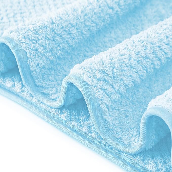 6 Pack Washcloth Set - Quick Drying & Absorbent Microfiber Gym Towels 13x13 inches - Lightweight & Thin Yoga Towels - Multi-Purpose Camping Towels for SPA, Hotel & Bathroom, Light Blue