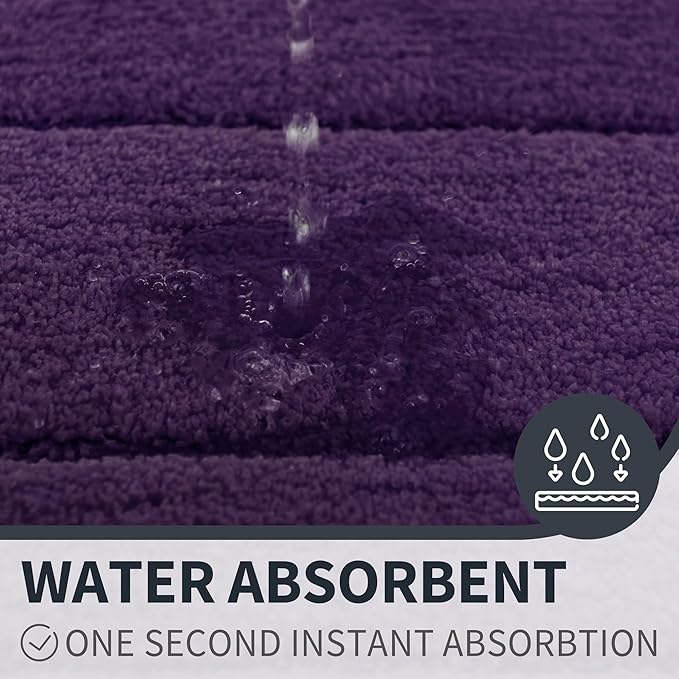 GRANNY SAYS Bathroom Rugs Non Slip Washable, Soft Bath Mats for Bath, 16" x 24", Super Absorbent Bath Mat Small Rug, Shaggy Bathroom Floor Mat, Tub and Shower, Purple