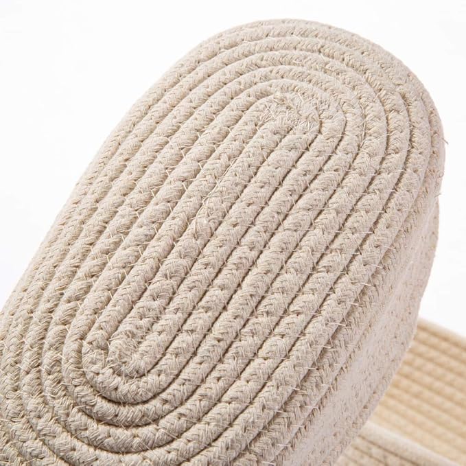 Cotton Rope Handmade Woven Home Storage Household Candy Toys Storage Basket Sundries Collection Box Candy Snack Food Tray SML Pack of 3 (Oval, Beige)