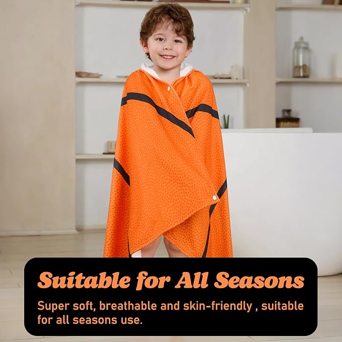 Hooded Towels for Kids Basketball 50" x 30" Toddler Bath Beach Towel Poncho with Hood Super Soft and Absorbent 100% Microfiber for Boys Ages 3-10