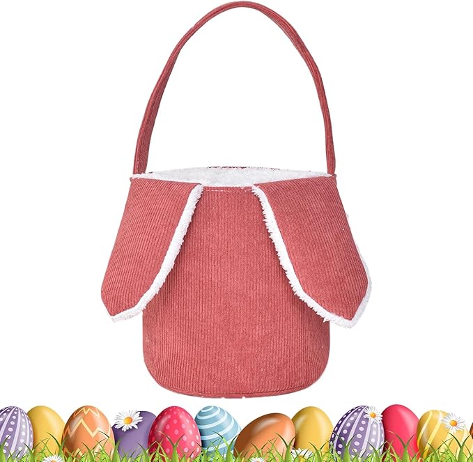 Bunny Egg Hunt Easter Bucket Plush | Easter Bucket Bags With Rabbit Ears,Bunny Ears Baskets For Kids,Easter Bunny Basket,Candy Storage Decorations With Rabbit Ears For Boys Girls