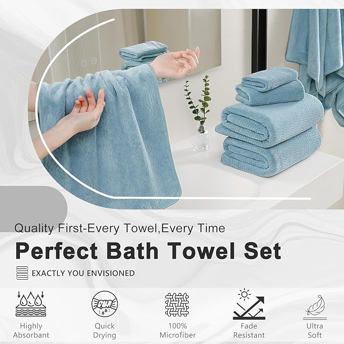 4 Piece Extra Large Bath Towel 35"x70" Oversized Bath Sheet Bath Towel Set for Bathroom Ultra Soft Cozy Highly Absorbent Quick Dry Bathroom Towel for Spa Gym Hotel,Shower Towel for Daily Use,Turquoise