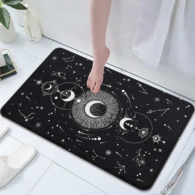 Goth Imitation Cashmere Bathroom Mat Rug-Rubber Non-Slip Absorbent Soft Bathroom Rug for Tub Shower Sink (17" W x 27" L)