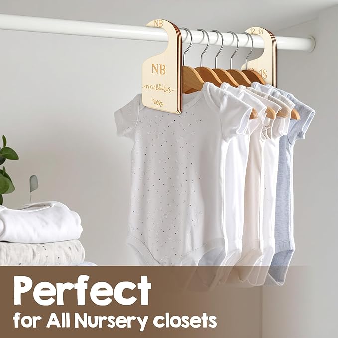 7pcs Wooden Baby Clothes Dividers for Closet, Clothes Size Markers for Baby, Nursery Closet Dividers for 0-24 Months for Home Nursery Cloth