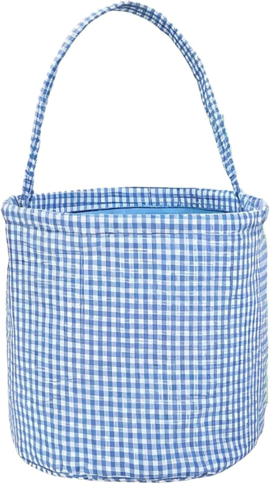 Personalized Nursery Basket, Easter Basket, Blue Checked Design, 10 In, Customizable