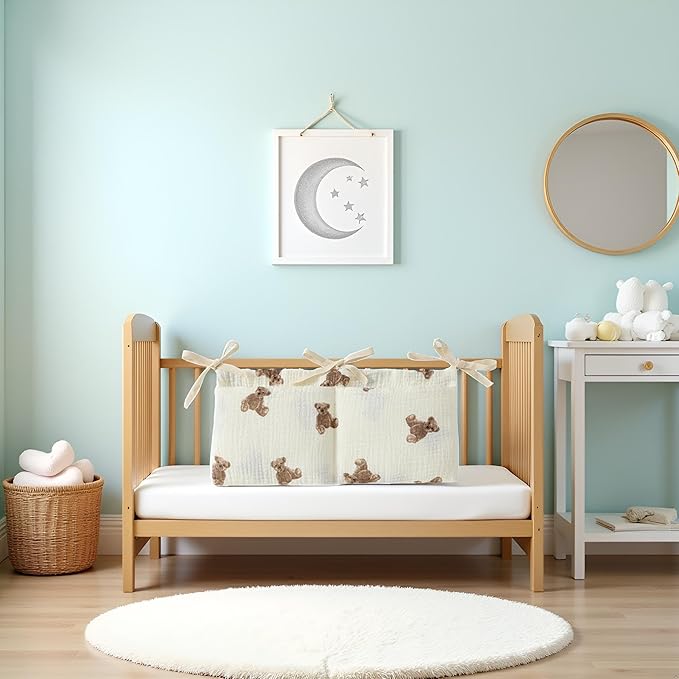 White Bedside Hanging Bags Milk Bottle Bib-Storage Crib Organizer Baby Nappy-Dormitory Bed-Bunk Organizing Bag Nappy- Organizer, Little Bear Nursery Hanging Organizers