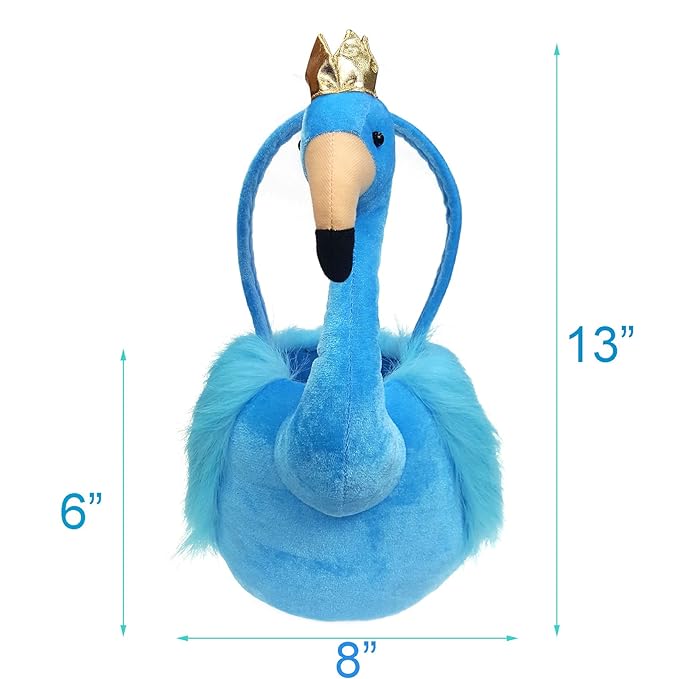 DearSun Personalized Blue Flamingo Basket Easter Egg Hunting Basket Gift Baskets with Embroidery Name (Royal Blue Flamingo with Customization)
