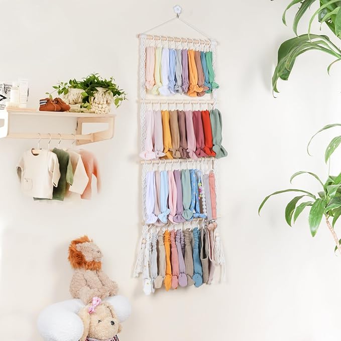 POVETIRE Headband Holder Head Bands Organizer for Girls, Baby Headbands Hair Accessories Organizer Storage Wall Hanging Decor for Nursery Toddler Girls Room