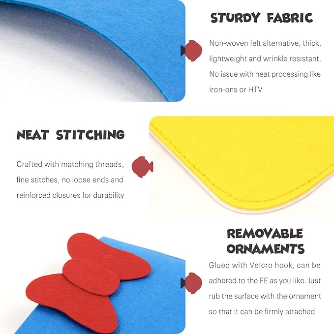 RUNROLE 8 Inch Felt Fish Extender - 4 Pocket, Narrow Width Fit by Cabin Door, HTV Friendly, Easily Customize, 2026&2027 FE for Gift Exchanges and Pixie Dust, Cruise Essentials