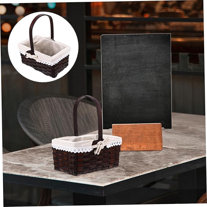 PRETYZOOM Rattan Woven Food Storage Container Rectangular Baskets Kitchen Organizer