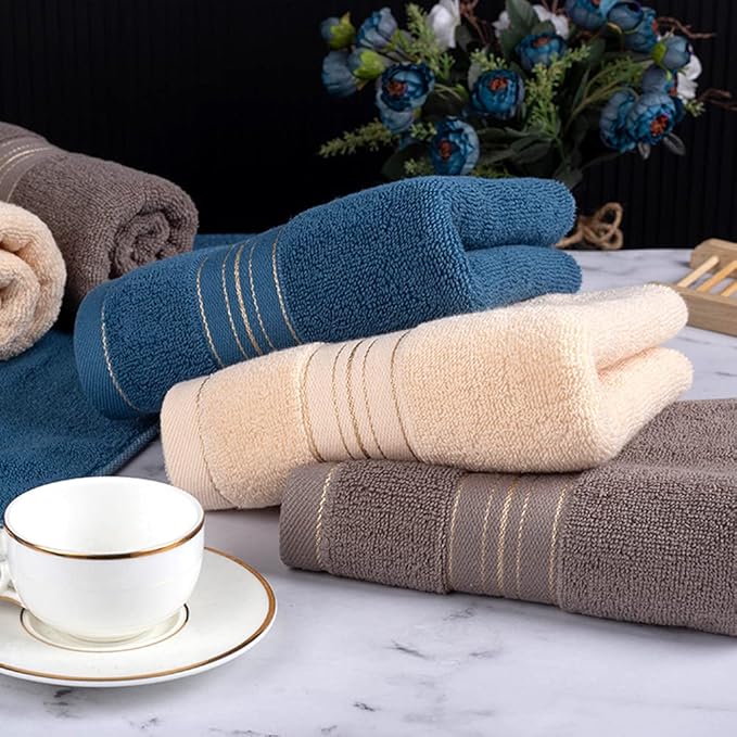 2 Pack Hand Towels for Bathroom - 100% Cotton Decorative Soft & Highly Absorbent Towel Set for Face, Spa, Gym, Kitchen, Hotel, 13x30 Inch (Brown - 2 Pack)