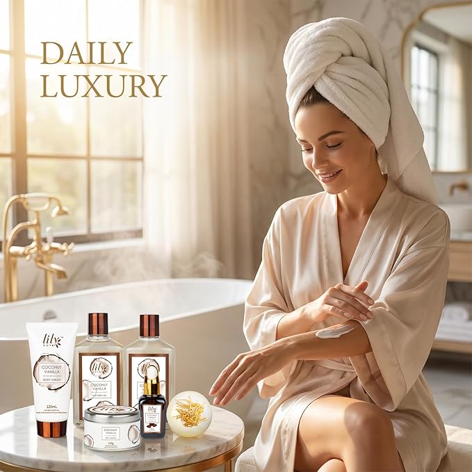 Valentines Day Gifts Bath and Body Gift Basket Set for Women - Coconut Vanilla Gift, Spa Gift Basket 17-Piece Bath Gift Set Self Care Gift for Mothers Day, Fathers Day, Birthday, Christmas Gifts