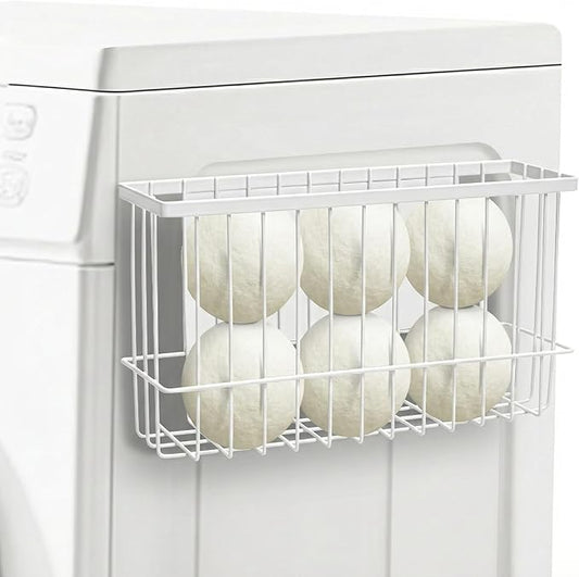 Magnetic Dryer Ball Holder Basket for Laundry Room,Magnet Lint Bin Dryer Ball Laundry Organizer, Iron Wool Dryer Ball Fridge Container Basket for Laundry Room Organization Home Storage