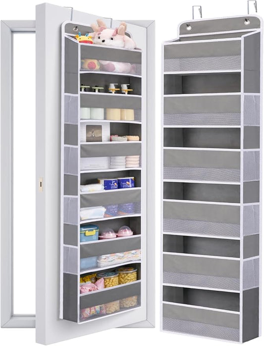 WishJazz 6-Shelf Over The Door Organizer, 50lbs Load Heavy Duty Back of Door Hanging Organizer Storage, Behind Closet Door Organizer, Baby Organizers Storage for Nursery, Pantry, Bedroom, Home Storage
