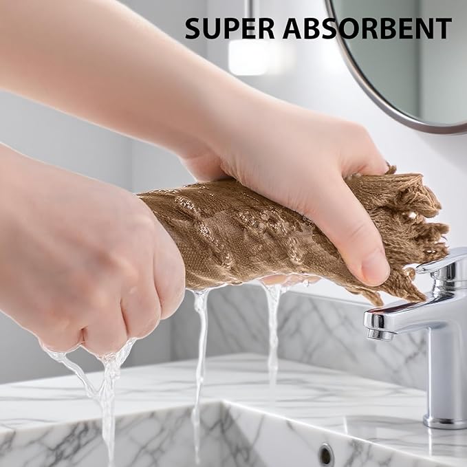 4-Pack Brown Luxury Decorative Bathroom Hand Towels – 13"x29.1" Boho Bath Hand Towels Set with Jacquard Weave & Fringe, Cotton Absorbent Soft Face Towels for Kitchen/Bathroom/Farmhouse