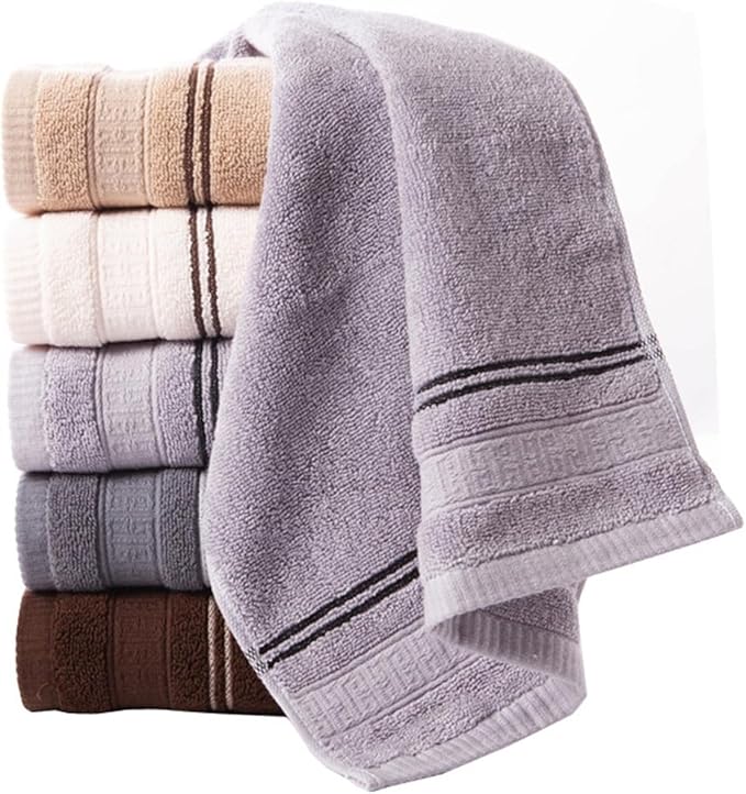 3 Pack Cotton Bath Towels 70x34 cm, Soft and Absorbent, Solid Color Jacquard Face Towels(Brown)