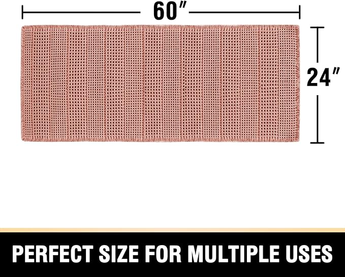 H.VERSAILTEX Waffle Bath Mat Super Absorbent Bathroom Mats Non Slip Bath Rugs for Bathroom Floor Machine Washable Dry Fast Bathroom Rugs for Beside Tub, 24" x 60", Soft Pink