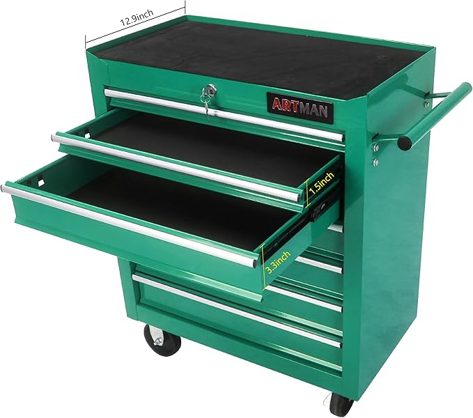 7 Drawers Rolling Tool Chest Cart ,24.2*12.9*29.9"Tool Storage Cabinet With 4 Wheels.Portable Tool Cabinet Trolley With Locking System and Drawer Liners.Tool Storage Cart for Garage,Workshop