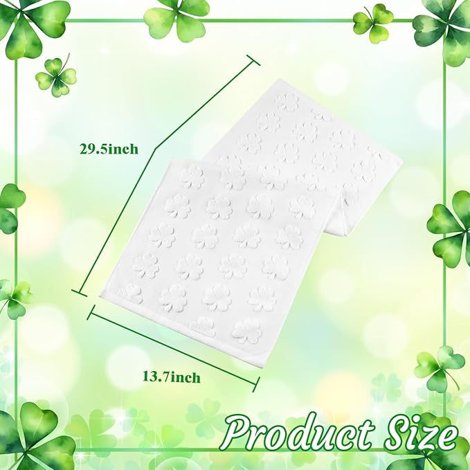 2 Pack St. Patrick's Day Hand Towels Kitchen Dish Towels White Clover Shamrocks 100% Cotton Soft Absorbent Decorative Bathroom Towels Set for Drying, Cleaning, Cooking, 13.7'' x 29.5''