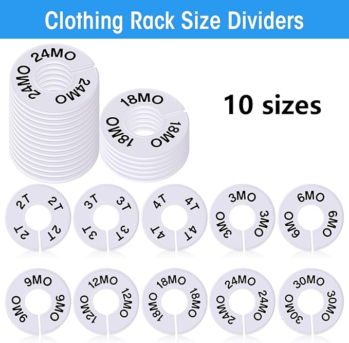Blulu 40 Pack Clothing Rack Size Dividers Round Hangers Dividers