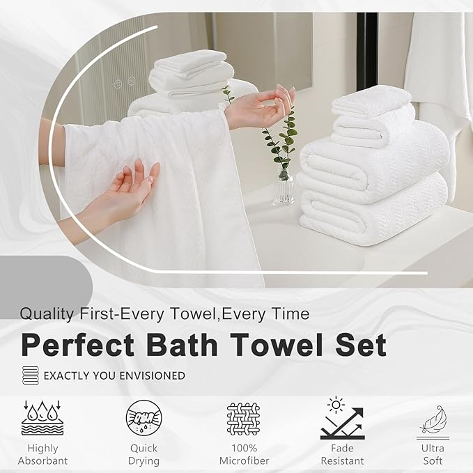 4 Piece Extra Large Bath Towel 35"x70" Oversized Bath Sheet White Bath Towel Set for Bathroom Ultra Soft Cozy Highly Absorbent Quick Dry Bathroom Towel for Spa Gym Hotel,Shower Towel for Daily Use