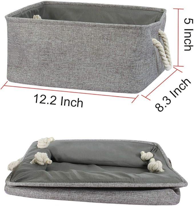 uxcell Fabric Storage Basket with Dual Handles, Collapsible Storage Bins for Toys Laundry Clothes Storage, Home Organizer for Bedroom Office Closet Gray Small
