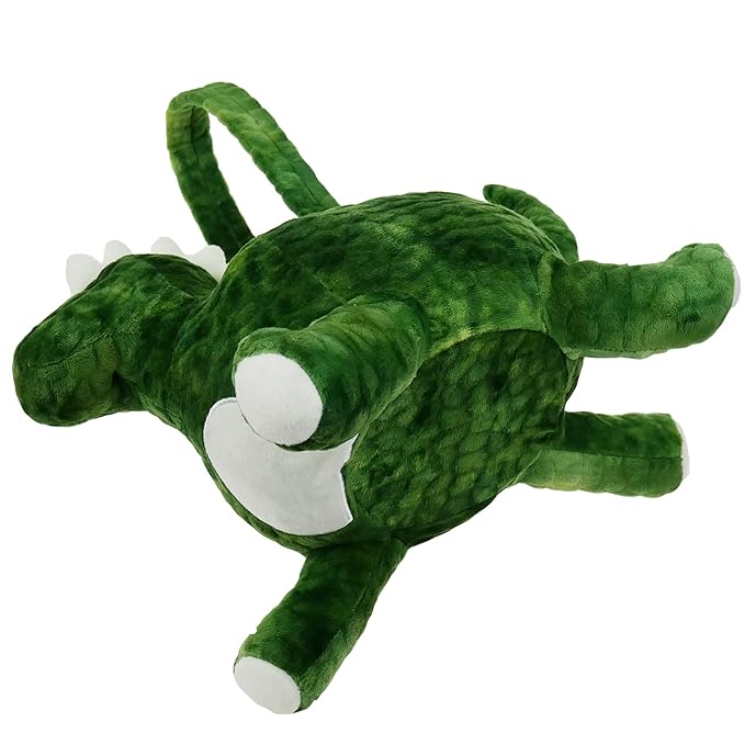 DearSun Exquisite Embroidery ! Personalized Easter Egg Hunting Basket 3D Plush Dinosaur Basket Candy Gift Bucket with Embroidery Name (Green Plush Dinosaur Basket)