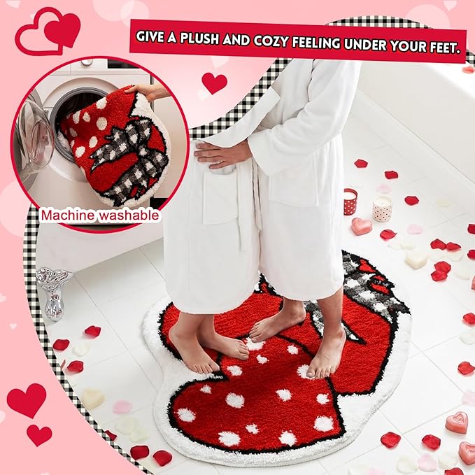 Heart Bathroom Heart Rug Cute Summer Door Bow Mat Bath Mat Love Shape Shower Bathroom Decoration Rug Non Slip Washable
