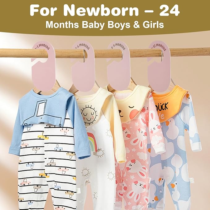 8PCS Baby Clothes Dividers for Closet Baby Closet Dividers Double-Sided Clothes Organizer for Newborn Clothing, Infant to 2T Boy & Girl Pink Nursery Decor